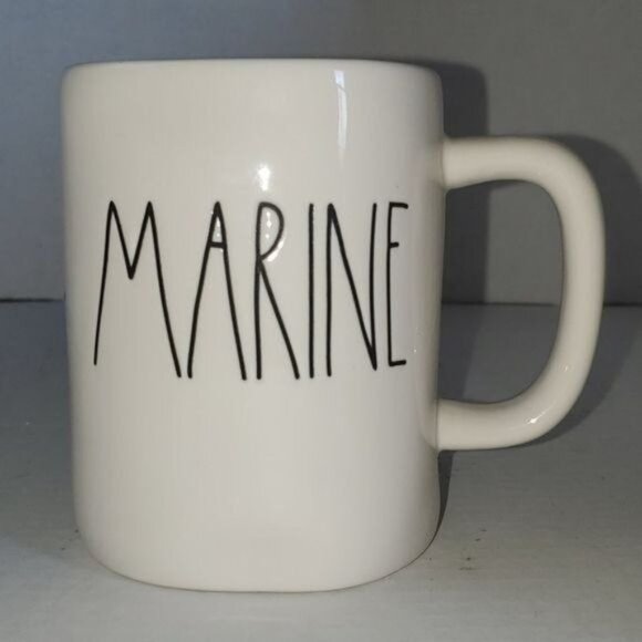 Rae Dunn CERAMIC Cup Mug Coffee MARINE White New - Picture 8 of 9